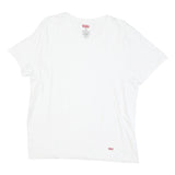 LEVI'S Mens White Cotton Blend T-Shirt M Short Sleeve V-Neck Plain Casual