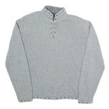 WOOLRICH Womens Grey Wool Blend Plain Jumper Half Zip Basic Knit L Casual