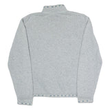 WOOLRICH Womens Grey Wool Blend Plain Jumper Half Zip Basic Knit L Casual