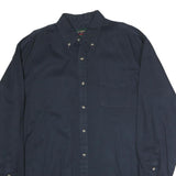 SADDLEBRED Mens Navy Blue Shirt L Cotton Blend Button Down Casual