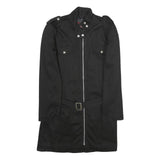 ZOELI'BAT Womens Black Cotton Blend Jacket L Zip Closure Military Style