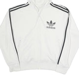 ADIDAS Womens White Hoodie S Cotton Blend Full Zip Sportswear Zip-up
