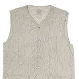 Teddys Mens Beige Quilted Button Sleeveless Jacket L Polyester Blend Woven