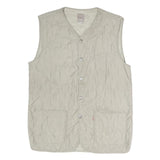Teddys Mens Beige Quilted Button Sleeveless Jacket L Polyester Blend Woven
