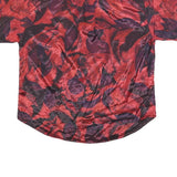 Mens Red & Purple Floral Pattern Short Sleeve Shirt L Polyester Blend Casual