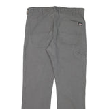 DICKIES Mens Regular Grey Cotton Blend Workwear Trousers W32 L29 Durable Zip