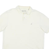 NAUTICA Mens White Short Sleeve Plain Polo Shirt L Classic Cotton Blend