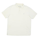 NAUTICA Mens White Short Sleeve Plain Polo Shirt L Classic Cotton Blend