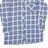 Mens Blue & White Checked Cotton Shirt L Casual Long Sleeve Button Down
