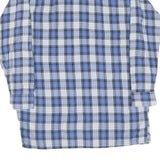 Mens Blue & White Checked Cotton Shirt L Casual Long Sleeve Button Down