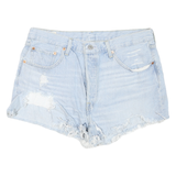 LEVI'S Womens Shorts Blue Casual Distressed M W34 Denim Summer Frayed Hem