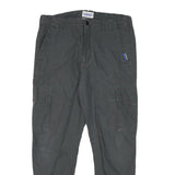 H&M Mens Cotton Blend Black Relaxed Cargo Trousers W30 L25 Casual Zip Pockets
