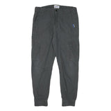 H&M Mens Cotton Blend Black Relaxed Cargo Trousers W30 L25 Casual Zip Pockets