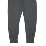 H&M Mens Cotton Blend Black Relaxed Cargo Trousers W30 L25 Casual Zip Pockets