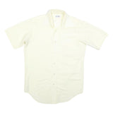 DEUTCH BROS Mens Cream Shirt M Cotton Blend Button Short Sleeve Casual