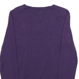 TOMMY HILFIGER Mens Purple Plain V-Neck Basic Knit Jumper M Cotton Casual