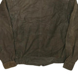 THINSULATE Mens Brown Leather Bomber Jacket L Woven Zip Closure Casual