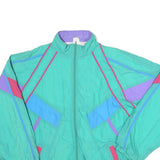 Mens Green Pastel Retro Nylon Zip Jacket XL Colourblock Casual Outdoors