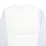 NIKE Mens White & Light Blue Crew Neck L Sweatshirt Cotton Pullover Casual