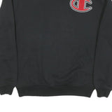 CHAMPION Mens Black L Crew Neck Cotton Blend Sweatshirt Logo Patch