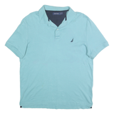 NAUTICA Mens Blue Short Sleeve Plain Polo Shirt M Cotton Blend Casual