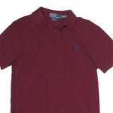 POLO RALPH LAUREN Mens Maroon Short Sleeve Plain Polo Shirt S Slim Fit