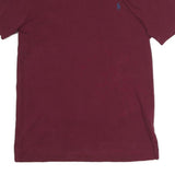 POLO RALPH LAUREN Mens Maroon Short Sleeve Plain Polo Shirt S Slim Fit