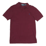 POLO RALPH LAUREN Mens Maroon Short Sleeve Plain Polo Shirt S Slim Fit