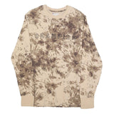 CHAMPION Mens Beige Tie Dye Long Sleeve Crew Neck Cotton Blend T-Shirt M