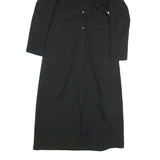 AXARA Womens Black Faux Fur Collar Long Button Jacket XS Polyester Blend Long