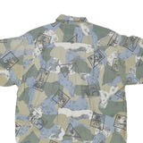 EAGLE Mens Green Blue Printed Cotton Blend Shirt L Casual Summer Beachwear