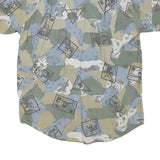 EAGLE Mens Green Blue Printed Cotton Blend Shirt L Casual Summer Beachwear