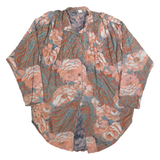 Womens Peach & Green Paisley Floral Viscose Shirt XL Loose Fit Long Sleeve
