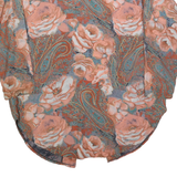 Womens Peach & Green Paisley Floral Viscose Shirt XL Loose Fit Long Sleeve