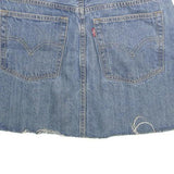 LEVI'S Womens Blue Denim Mini Cotton Blend Skirt S Raw Hem Casual Summer