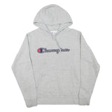 CHAMPION Mens Grey Pullover Hoodie M Embroidered Logo Cotton Blend