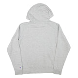 CHAMPION Mens Grey Pullover Hoodie M Embroidered Logo Cotton Blend