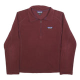 PATAGONIA Womens Maroon Jumper Plain 1/4 Zip Pullover M Polyester Outdoor