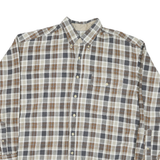POINTS WEST Mens Beige Brown Check Shirt M Button Down Collar Long Sleeve Cotton