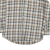 POINTS WEST Mens Beige Brown Check Shirt M Button Down Collar Long Sleeve Cotton