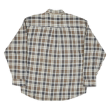 POINTS WEST Mens Beige Brown Check Shirt M Button Down Collar Long Sleeve Cotton