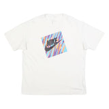 NIKE Mens White Graphic T-Shirt L Short Sleeve Crew Neck Crazy Wild Text Print