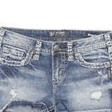 SILVER Womens Denim Blue Casual Cut-Off Shorts M W28 Distressed Stitching