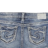 SILVER Womens Denim Blue Casual Cut-Off Shorts M W28 Distressed Stitching