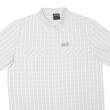 JACK WOLFSKIN Mens White & Grey Checked Short Sleeve Shirt XL Outdoor Casual