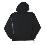 CHAMPION Mens Black Hooded Jacket M Polyester Blend Zip Logo Print Casual