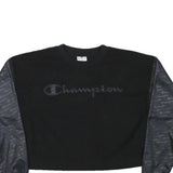 CHAMPION Womens Black & Charcoal Sweatshirt Crew Neck XS Embroidered Logo