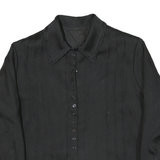 Womens Black Blazer Button Up Classic Fit M Polyester Blend Woven Plain Cropped