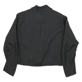 Womens Black Blazer Button Up Classic Fit M Polyester Blend Woven Plain Cropped