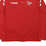 HUMMEL Mens Red Zip Jacket L Polyester Blend Plain Sportswear Training Track Top